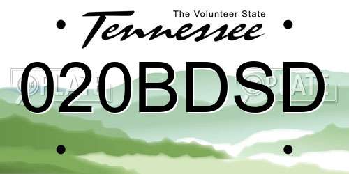 020BDSD Tennessee License Plate