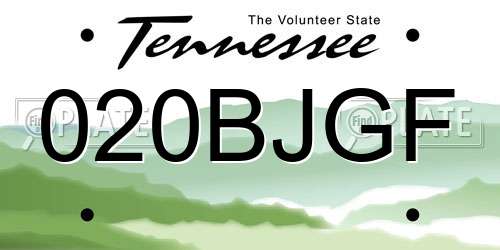 020BJGF Tennessee License Plate