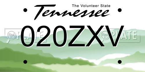 020ZXV Tennessee License Plate