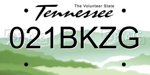 021BKZG Tennessee License Plate