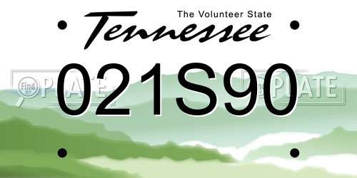 021S90 Tennessee License Plate