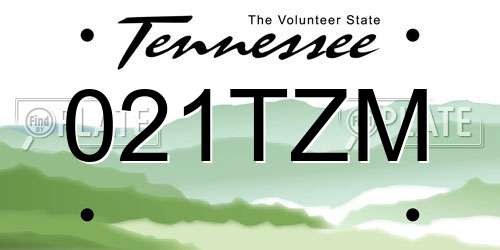 021TZM Tennessee License Plate