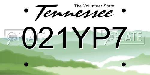 021YP7 Tennessee License Plate