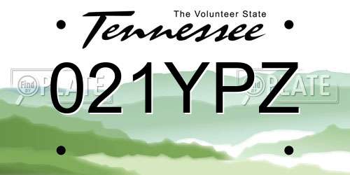 021YPZ Tennessee License Plate