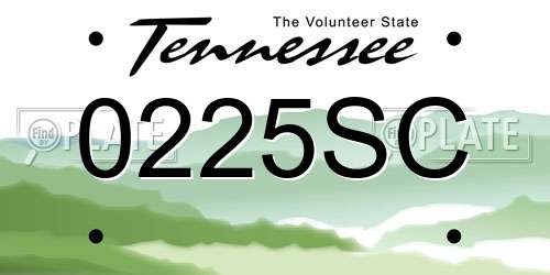 0225SC Tennessee License Plate