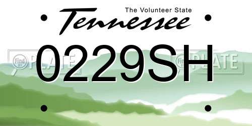 0229SH Tennessee License Plate