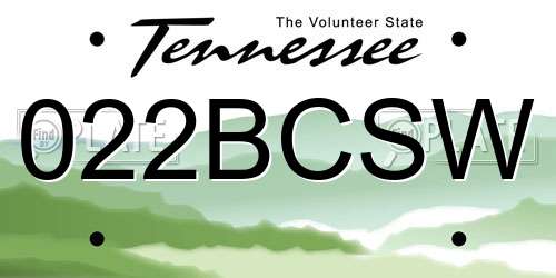 022BCSW Tennessee License Plate