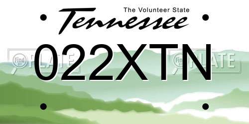 022XTN Tennessee License Plate