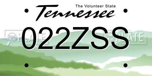 022ZSS Tennessee License Plate