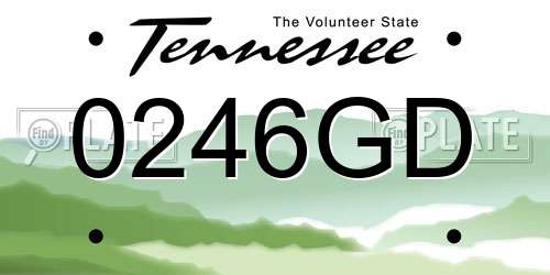 0246GD Tennessee License Plate