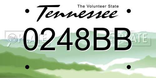 0248BB Tennessee License Plate