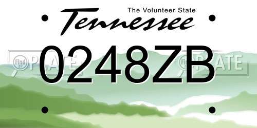 0248ZB Tennessee License Plate