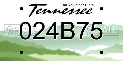 024B75 Tennessee License Plate