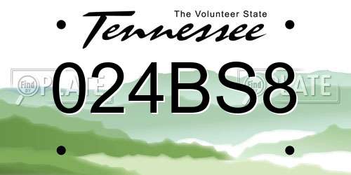 024BS8 Tennessee License Plate