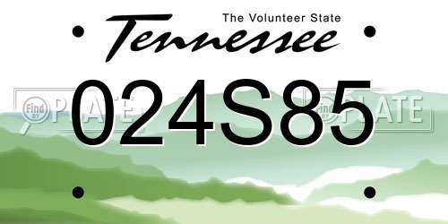 024S85 Tennessee License Plate