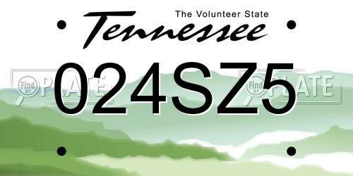 024SZ5 Tennessee License Plate