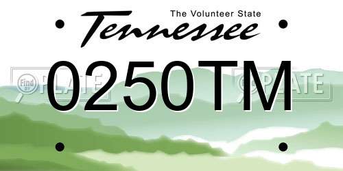 0250TM Tennessee License Plate