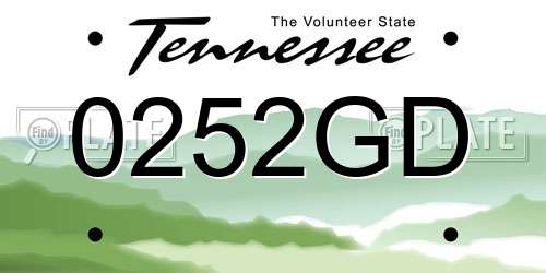 0252GD Tennessee License Plate