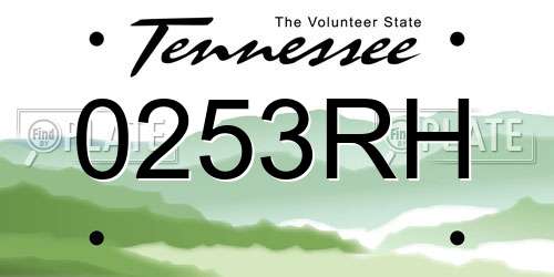 0253RH Tennessee License Plate