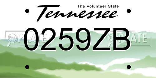 0259ZB Tennessee License Plate