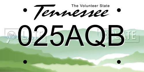 025AQB Tennessee License Plate