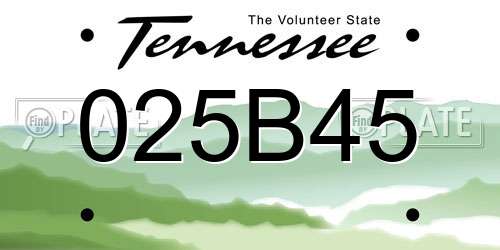025B45 Tennessee License Plate