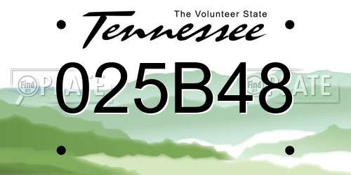 025B48 Tennessee License Plate