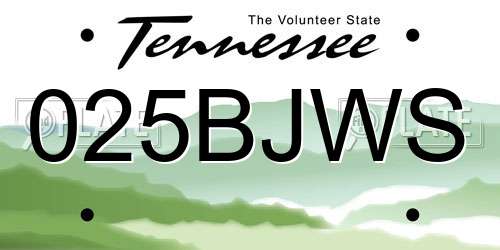 025BJWS Tennessee License Plate