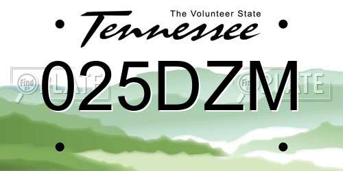 025DZM Tennessee License Plate
