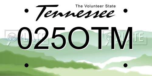 025OTM Tennessee License Plate
