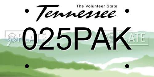 025PAK Tennessee License Plate