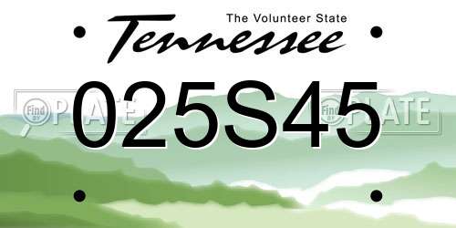 025S45 Tennessee License Plate