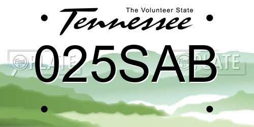 025SAB Tennessee License Plate