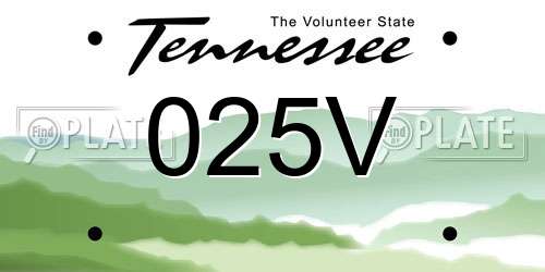 025V Tennessee License Plate