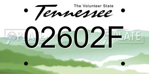 02602F Tennessee License Plate