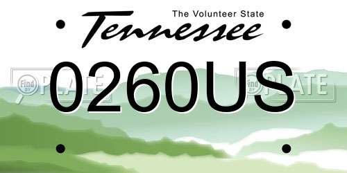 0260US Tennessee License Plate