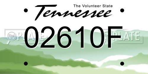 02610F Tennessee License Plate