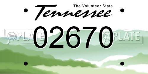 02670 Tennessee License Plate