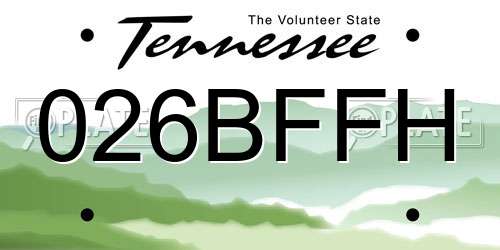 026BFFH Tennessee License Plate