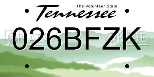 026BFZK Tennessee License Plate