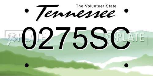 0275SC Tennessee License Plate