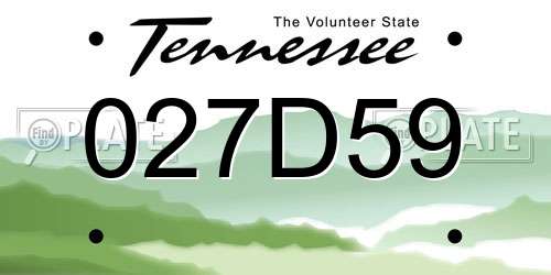 027D59 Tennessee License Plate
