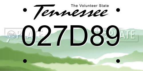 027D89 Tennessee License Plate