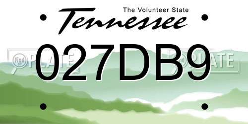 027DB9 Tennessee License Plate