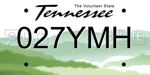 027YMH Tennessee License Plate