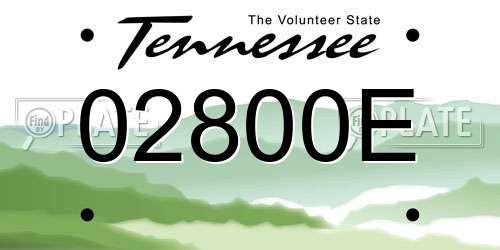 02800E Tennessee License Plate