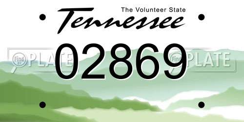 02869 Tennessee License Plate