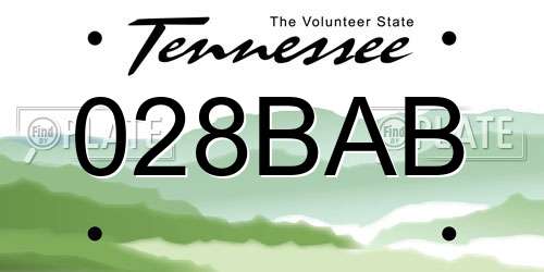 028BAB Tennessee License Plate
