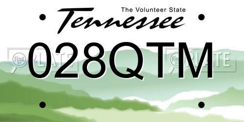 028QTM Tennessee License Plate