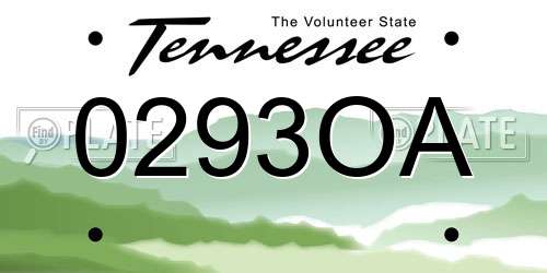 0293OA Tennessee License Plate